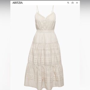 Aritzia Cream Eyelet Tiered Spaghetti-Strap Maxi Dress - Feminine Lace Detail
